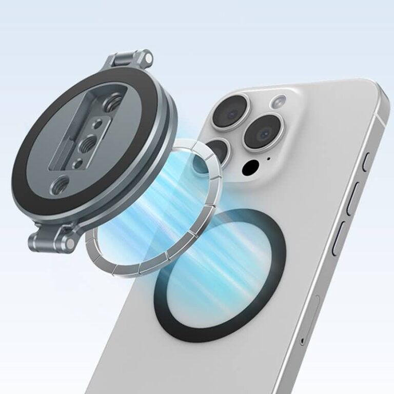 磁気スマホ三脚マウント 両面マグネット式 1/4″ネジ 折りたたみスマホリグ付き