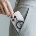 磁気スマホ三脚マウント 両面マグネット式 1/4″ネジ 折りたたみスマホリグ付き