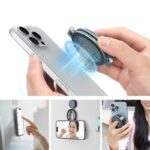 磁気スマホ三脚マウント 両面マグネット式 1/4″ネジ 折りたたみスマホリグ付き