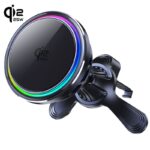 PSE認証取得 QI2.2 / Qi2 MagSafe対応 強磁力 車載ホルダー エアコン吹出口 半導体冷却 PD25W / PD15W 快速充電器 車載ホルダー 角度自由調節 黒色  SKU:AC09112025022