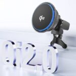 MagSafe対応 強磁力 車載ホルダーQI2 15W ワイヤレス充電器 エアコン吹出口 半導体冷却 強磁力 スマホホルダー