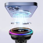 MagSafe対応 強磁力 車載ホルダーQI2 15W ワイヤレス充電器 エアコン吹出口 半導体冷却 強磁力 スマホホルダー