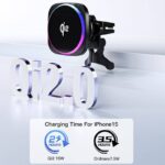 MagSafe対応 強磁力 車載ホルダーQI2 15W ワイヤレス充電器 エアコン吹出口 半導体冷却