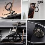 Magsafe対応 車載ホルダー クロスボーダー両面磁気式スマホホルダーダッシュボードホルダー360度回転可能 全機種対応