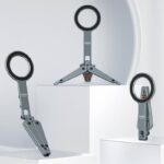 magsafe用 三脚 マウントMG-34 magsafe対応磁気マグネット式マホスタンド携帯ホルダー 雲台 1/4ネジ穴 折り畳み式超強力磁力360度回転