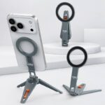 magsafe用 三脚 マウントMG-34 magsafe対応磁気マグネット式マホスタンド携帯ホルダー 雲台 1/4ネジ穴 折り畳み式超強力磁力360度回転