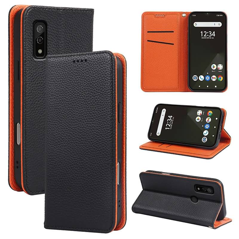 AC10092025023-10 Fujitsu らくらくスマートフォン a/Lite/RakuRaku/A401FC/MR01 合成革ケース Fujitsu 手帳型ケース