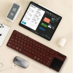 三つ折りたたみ式Bluetoothキーボード B077T 折りたたみ式 ミニタッチキーボード Bluetooth ワイヤレスキーボード