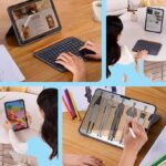 2025新 iPad 手帳ケース iPad mini6/7 Bluetooth キーボード 手帳型ケース 7 色カラーバックライト ipad 11 2025 分体式レザーケース付きキーボード ワイヤレスキーボード ペン収納 Bluetooth ワイヤレスキーボード gray