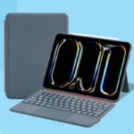 2025新 iPad 手帳ケース iPad mini6/7 Bluetooth キーボード 手帳型ケース 7 色カラーバックライト ipad 11 2025 分体式レザーケース付きキーボード ワイヤレスキーボード ペン収納 Bluetooth ワイヤレスキーボード gray