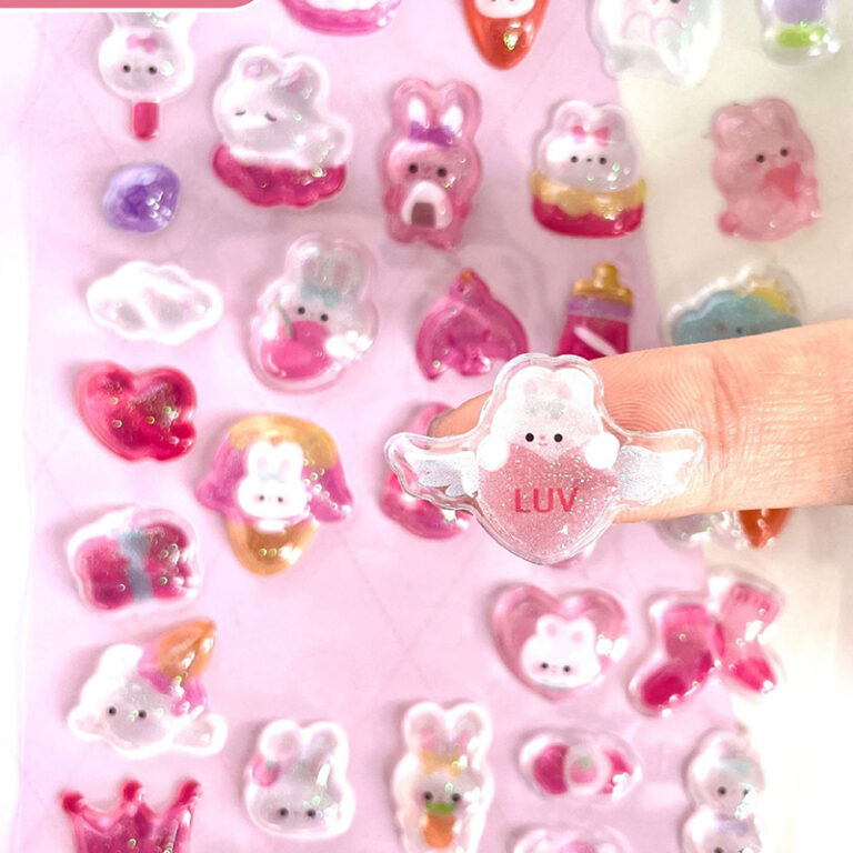 [ロット要求10枚] 3D 立体 シール キラキララメー入れ ぷっくり シール【1枚】立体 3Dシール ぷくぷくシール