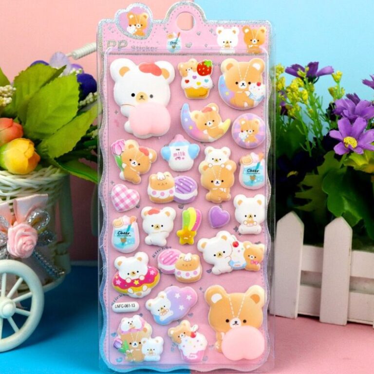 ふわふわ もちもち シール 【1枚】立体 シール ぷくぷくシール 3Dシール 全8種類