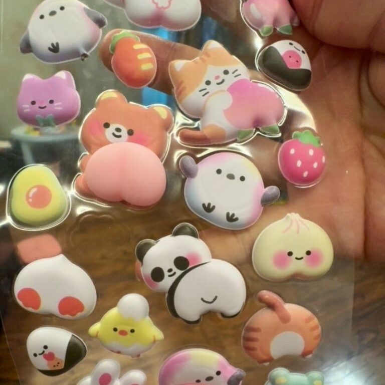 ふわふわ もちもち シール 【1枚】立体 シール ぷくぷくシール 3Dシール 全8種類