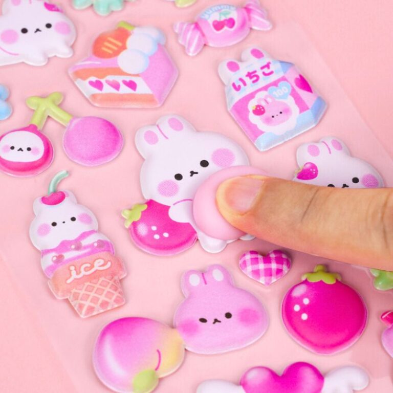 ふわふわ もちもち シール 【1枚】立体 シール ぷくぷくシール 3Dシール 全8種類