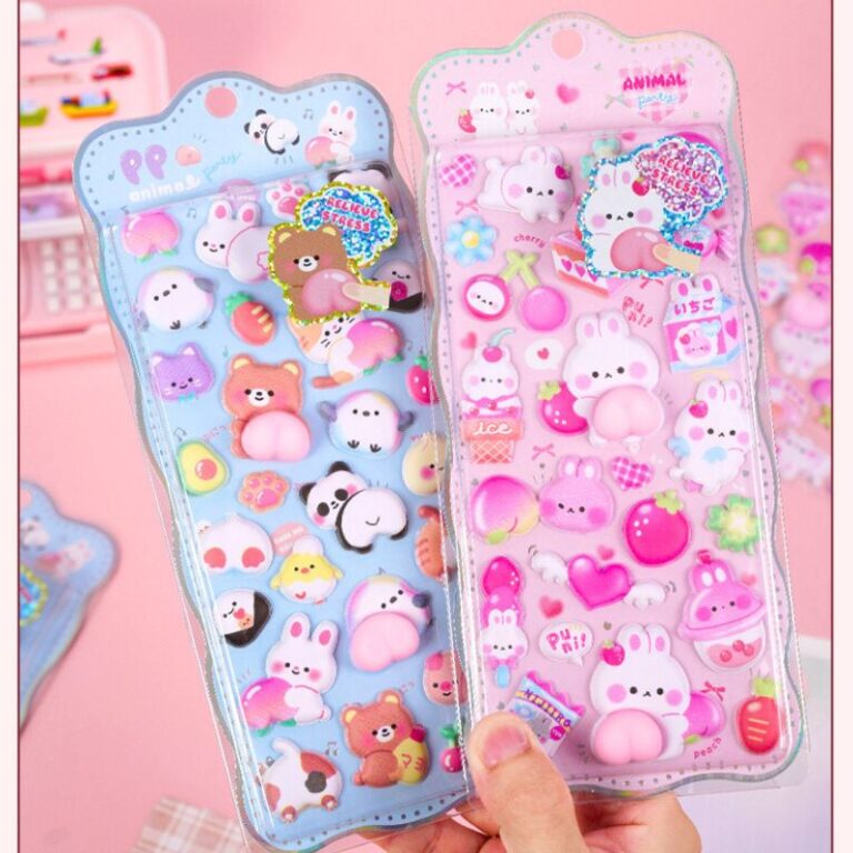 ふわふわ もちもち シール 【1枚】立体 シール ぷくぷくシール 3Dシール 全8種類