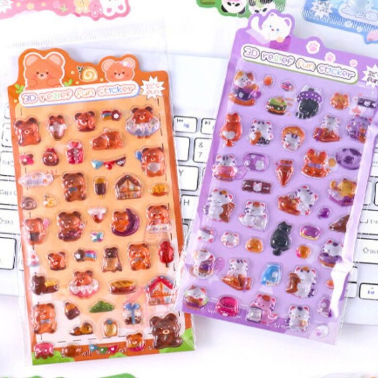 3D 立体 シール ぷっくり シール【1枚】立体 3Dシール ぷくぷくシール 全12種類