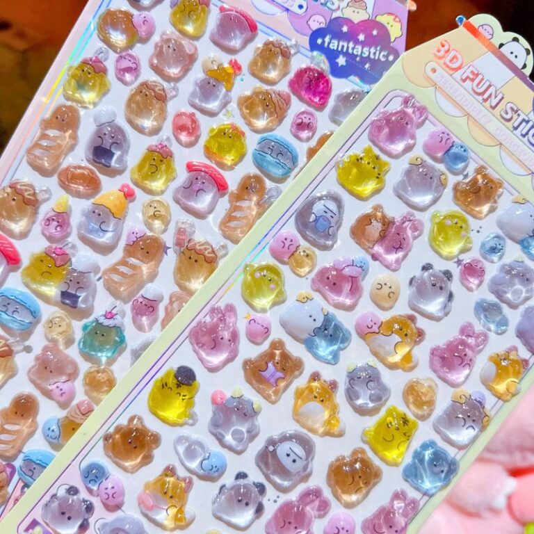 ふわふわ もちもち シール 【1枚】立体 シール ぷくぷくシール 3Dシール 全3種類