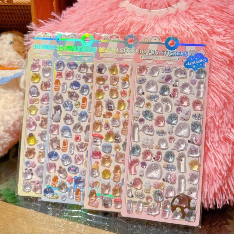ふわふわ もちもち シール 【1枚】立体 シール ぷくぷくシール 3Dシール 全3種類