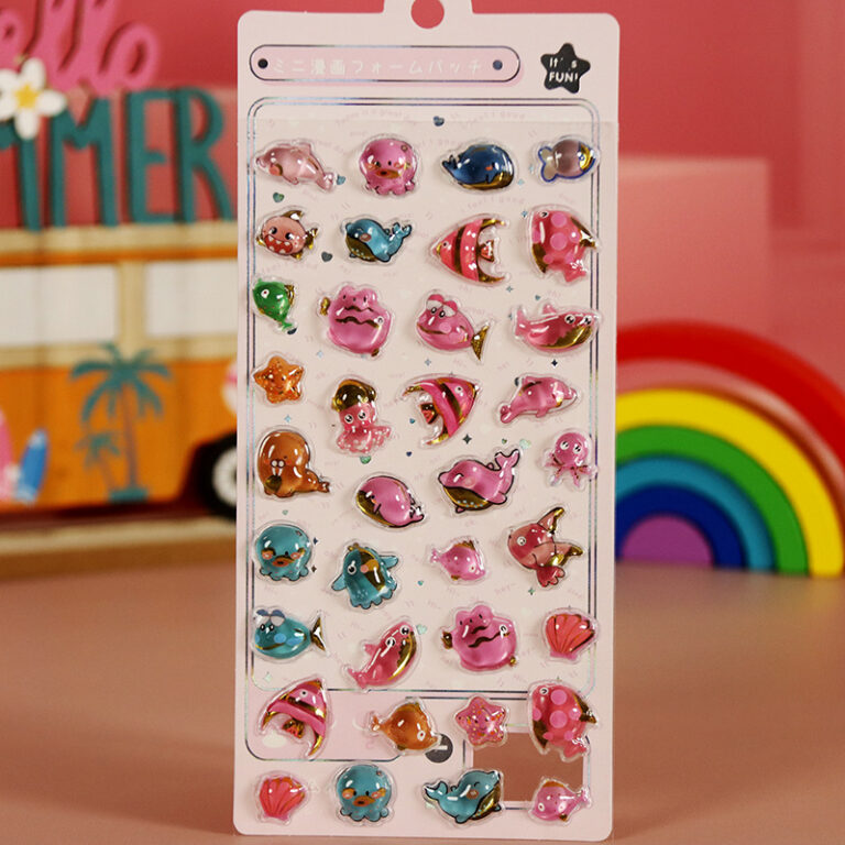 [ロット要求10枚] 3D 立体 シール キラキララメー入れ ぷっくり シール【1枚】立体 3Dシール ぷくぷくシール 全4種類