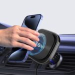 MagSafe対応 車載ホルダー QI2ワイヤレス充電器 PD15W 快速充電器 ワイヤレスチャージャー エアコン吹出口 強磁力 スマホホルダー