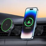 MagSafe対応 強磁力 車載ホルダー 15Wワイヤレス充電器 エアコン吹出口 強磁力 スマホホルダー 車載ホルダー 角度自由調節 車載アクセサリー