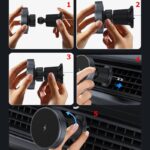 MagSafe対応 強磁力 車載ホルダー 15Wワイヤレス充電器 エアコン吹出口 強磁力 スマホホルダー 車載ホルダー 角度自由調節 車載アクセサリー