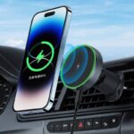 MagSafe対応 強磁力 車載ホルダー 15Wワイヤレス充電器 エアコン吹出口 強磁力 スマホホルダー 車載ホルダー 角度自由調節 車載アクセサリー