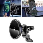 MagSafe対応 強磁力 車載ホルダー 15Wワイヤレス充電器 エアコン吹出口 強磁力 スマホホルダー 車載ホルダー
