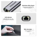 QGeem USB-C USB-A 3.0 LAN ポート Type-C タイプC 有線LAN RJ45 ジャック イーサーネット 変換アダプター
