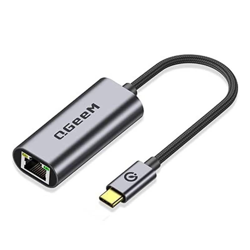 QGeem USB-C USB-A 3.0 LAN ポート Type-C タイプC 有線LAN RJ45 ジャック イーサーネット 変換アダプター