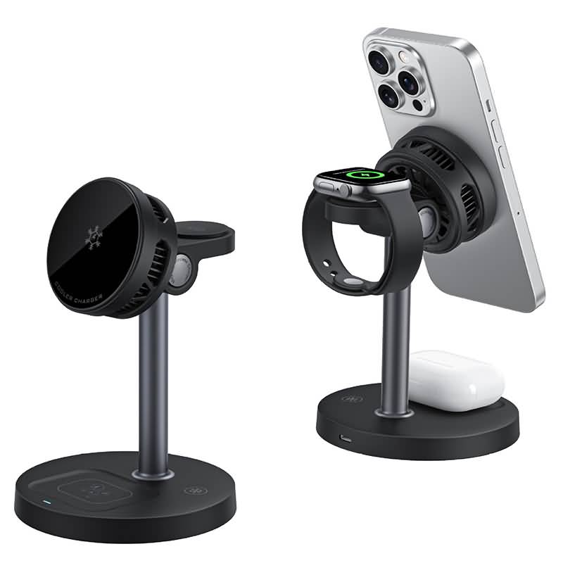3in1ワイヤレス充電器 PD15W 快速充電器 半導体冷却搭 [S26] Apple watch &Air Pods充電可能 ワイヤレス充電 スタンド機能 ワイヤレスチャージャー