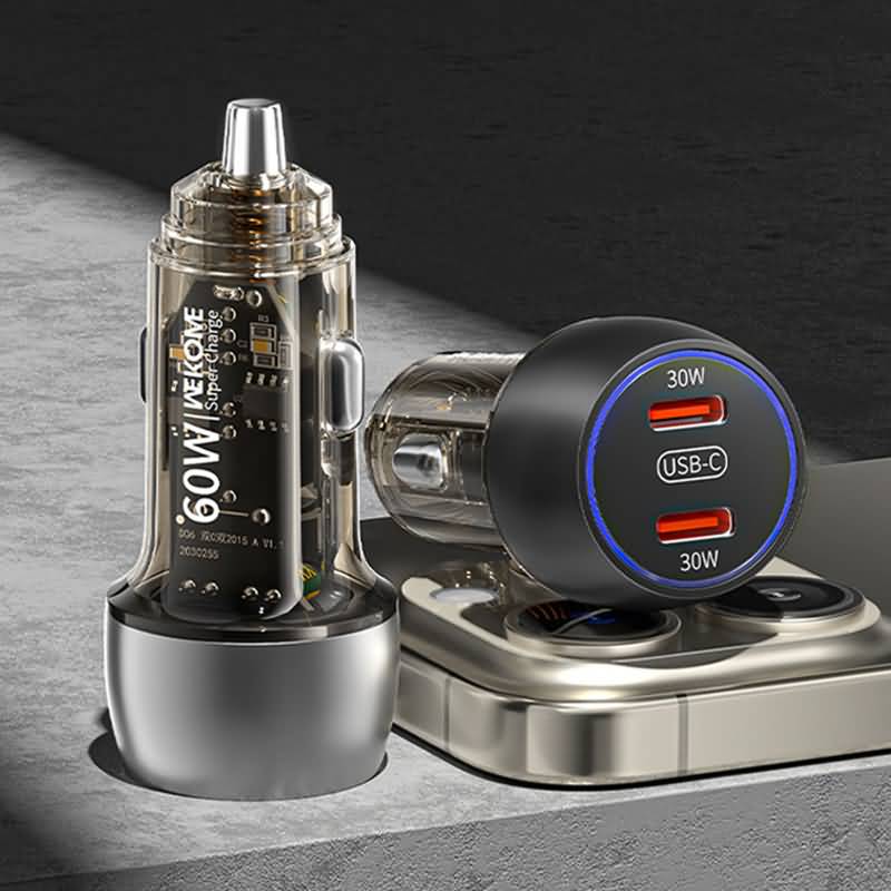 AC12012025008-05 WEKOME PD60W シガーソケット 車載充電器 30W+30W USB充電器 2ポート シガーソケット
