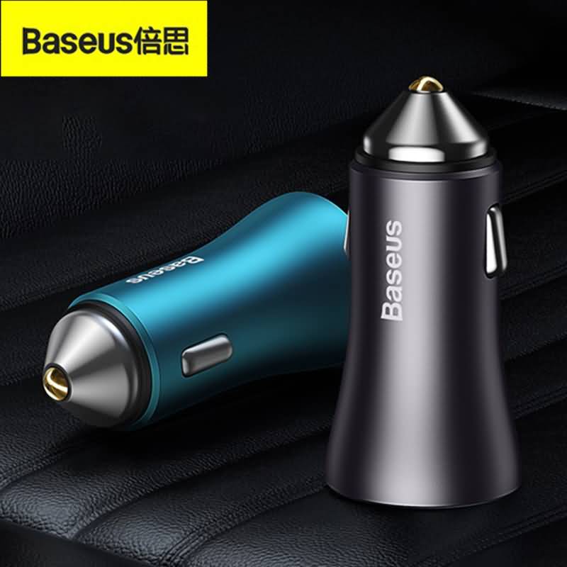 AC12062025001-01 Baseus 2ポート 車載充電器 2台同時充電可能 カーチャージャーUSB-A+USB-C 60W カーチャージャー