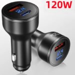 140W/120W 2ポート 車載充電器 2台同時充電可能 カーチャージャーUSB-A+USB-C カーチャージャー