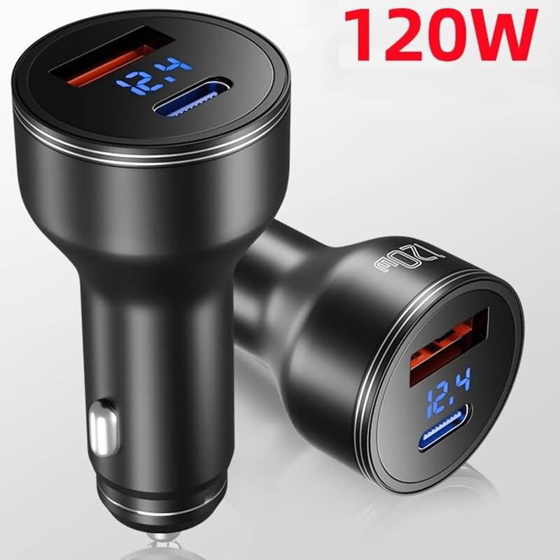 140W/120W 2ポート 車載充電器 2台同時充電可能 カーチャージャーUSB-A+USB-C カーチャージャー