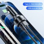 140W/120W 2ポート 車載充電器 2台同時充電可能 カーチャージャーUSB-A+USB-C カーチャージャー