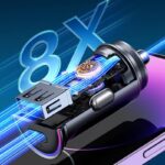 Joyroom 2ポート 車載充電器 2台同時充電可能 カーチャージャーUSB-A+USB-C 60W カーチャージャー12v 24v iPhone iPad Android 多機種対応