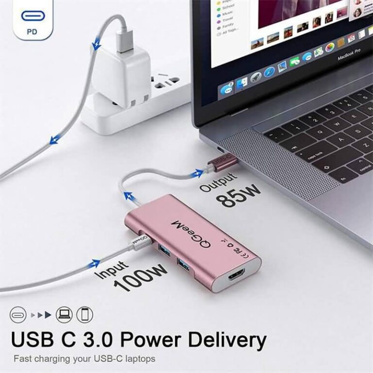 QGeem USB-C ハブ 7in1 HDMI 4K USB3.0 PD対応USB Type-C ハブ 7in1 HDMI 4K USB3.0 PD対応 SDカードリーダー