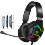 ゲーミングヘッドセット 7.1chサラウンドサウンド対応ゲーミングヘッドフォン RGB付き ヘッドフォン イヤホン 有線 ゲーム ヘッドセット ゲーミング ヘッドホン