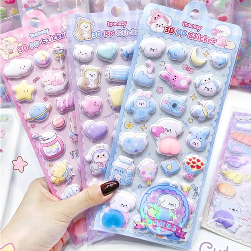 3D 立体 シール ぷっくり シール【1枚】立体 3Dシール ぷくぷくシール