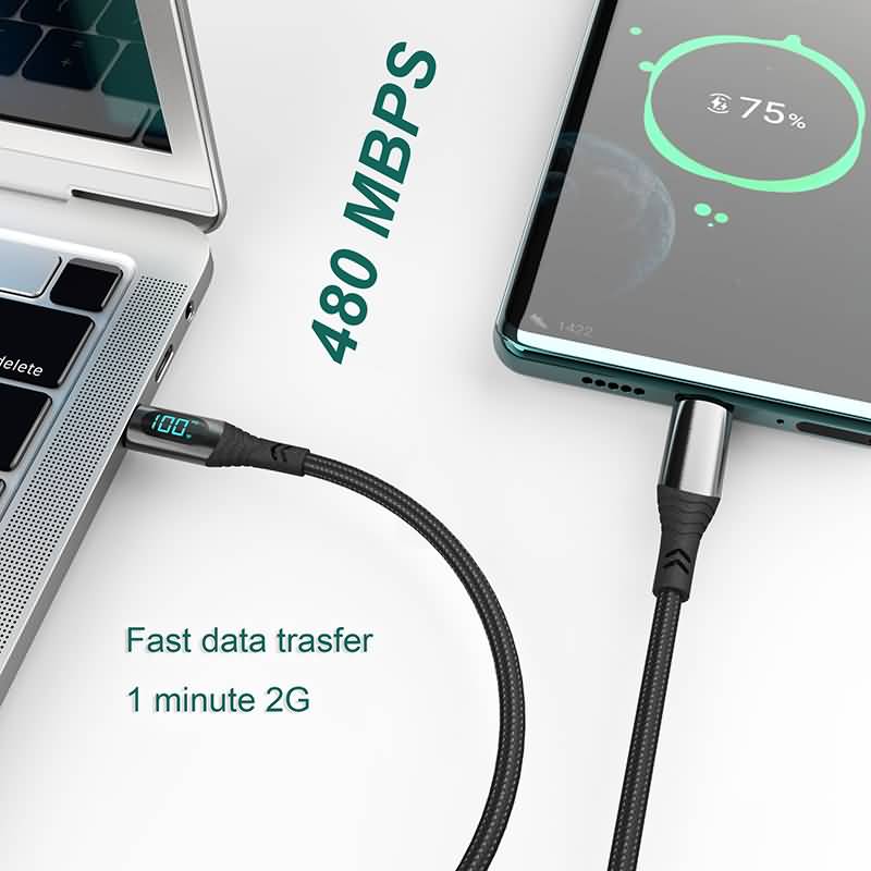USB Type C ケーブル 100W PD対応 急速充電 LEDデジタル電源表示 240W PD対応 Type-c ケーブル データ転送 充電ケーブル