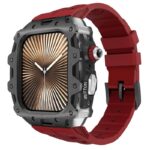 アップルウォッチ ケース 一体型 バンド 亜鉛合金ケース シリコンバンド Apple Watch 46mm 44mm 45mm 合金 ベルト