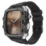 アップルウォッチ ケース 一体型 バンド 亜鉛合金ケース シリコンバンド Apple Watch 46mm 44mm 45mm 合金 ベルト