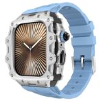 アップルウォッチ ケース 一体型 バンド 亜鉛合金ケース シリコンバンド Apple Watch 46mm 44mm 45mm 合金 ベルト