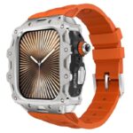 アップルウォッチ ケース 一体型 バンド 亜鉛合金ケース シリコンバンド Apple Watch 46mm 44mm 45mm 合金 ベルト