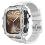 アップルウォッチ ケース 一体型 バンド 亜鉛合金ケース シリコンバンド Apple Watch 46mm 44mm 45mm 合金 ベルト