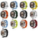 アップルウォッチ ケース 一体型 バンド 亜鉛合金ケース シリコンバンド Apple Watch 46mm 44mm 45mm 合金 ベルト