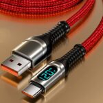 Type-C to Type-C PD対応最大120W 急速充電 1m /2m Type-c 充電ケーブル LEDデジタル電源表示 USB PD ケーブル 高性能充電ケーブル