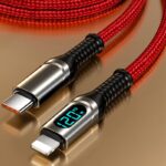 Type-C to Type-C PD対応最大120W 急速充電 1m /2m Type-c 充電ケーブル LEDデジタル電源表示 USB PD ケーブル 高性能充電ケーブル