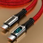 Type-C to Type-C PD対応最大120W 急速充電 1m /2m Type-c 充電ケーブル LEDデジタル電源表示 USB PD ケーブル 高性能充電ケーブル